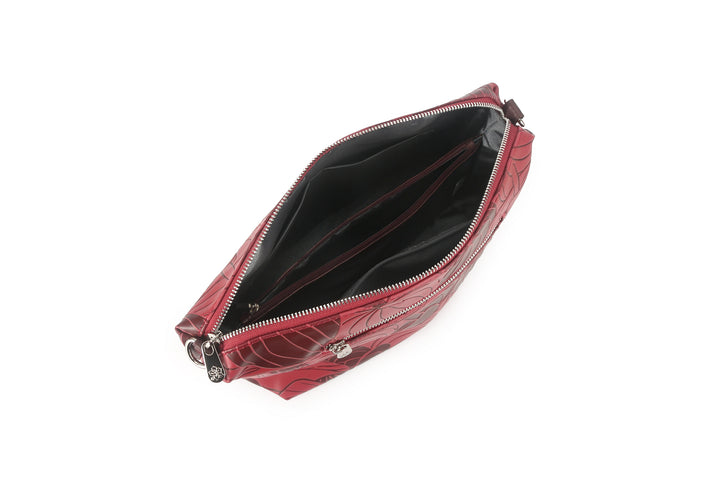 Reversible Tote Nancy Large Anthurium Embossed Brown-Red
