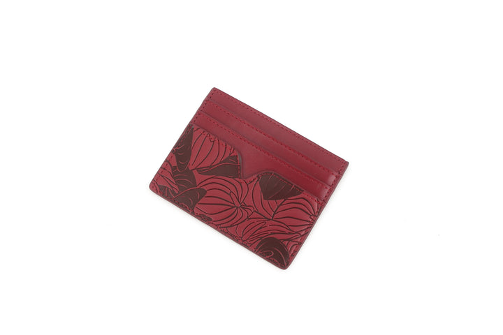 Card Case Meilany Anthurium Embossed Red