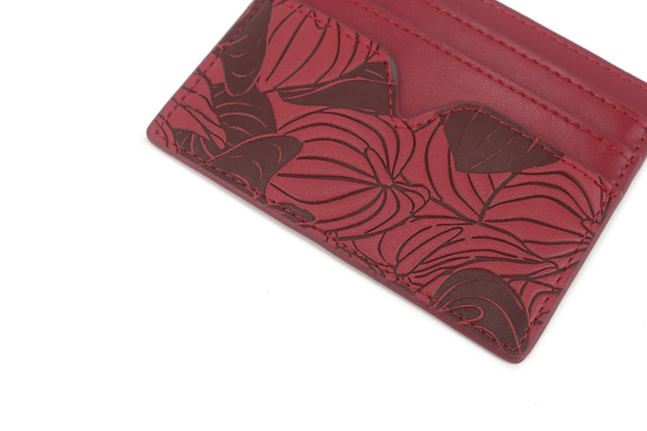 Card Case Meilany Anthurium Embossed Red
