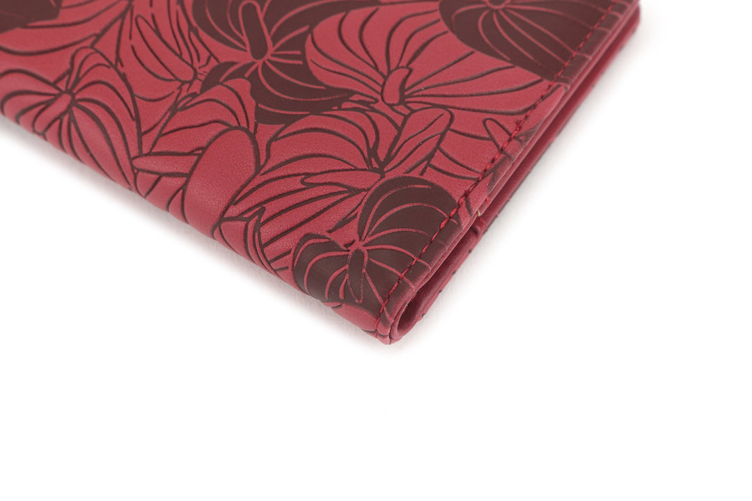 Passport Cover Annie Anthurium Embossed Brown-Red