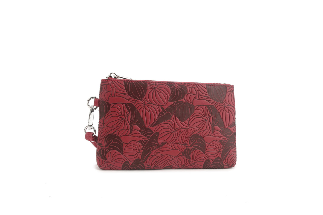 Wristlet Melody Anthurium Embossed Brown-Red