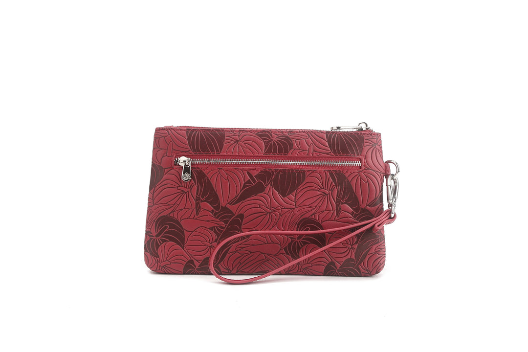 Wristlet Melody Anthurium Embossed Brown-Red