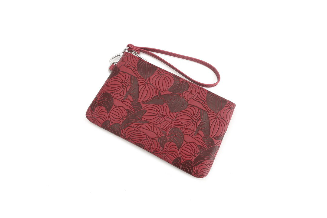 Wristlet Melody Anthurium Embossed Brown-Red