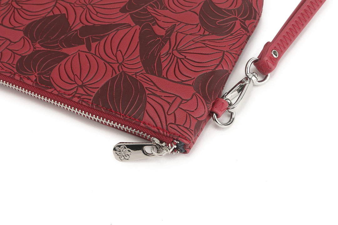 Wristlet Melody Anthurium Embossed Brown-Red