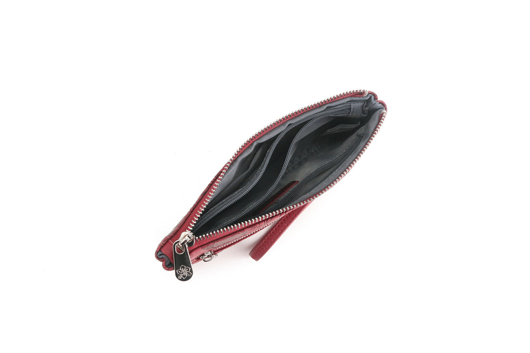 Wristlet Melody Anthurium Embossed Brown-Red
