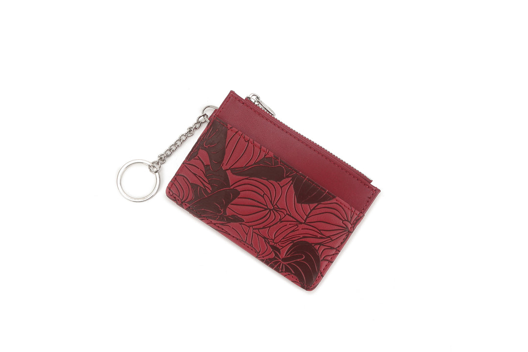 Card Case Olivia Anthurium Embossed Brown-Red