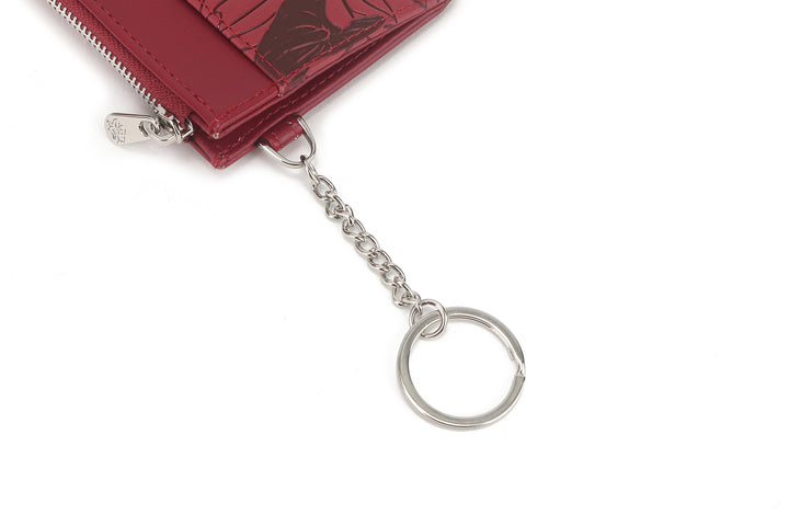 Card Case Olivia Anthurium Embossed Brown-Red