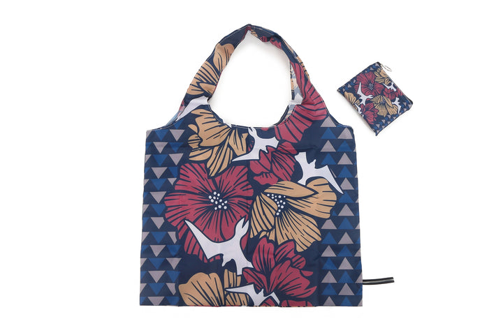 Foldable Bag Jake Iwi Hibiscus Navy