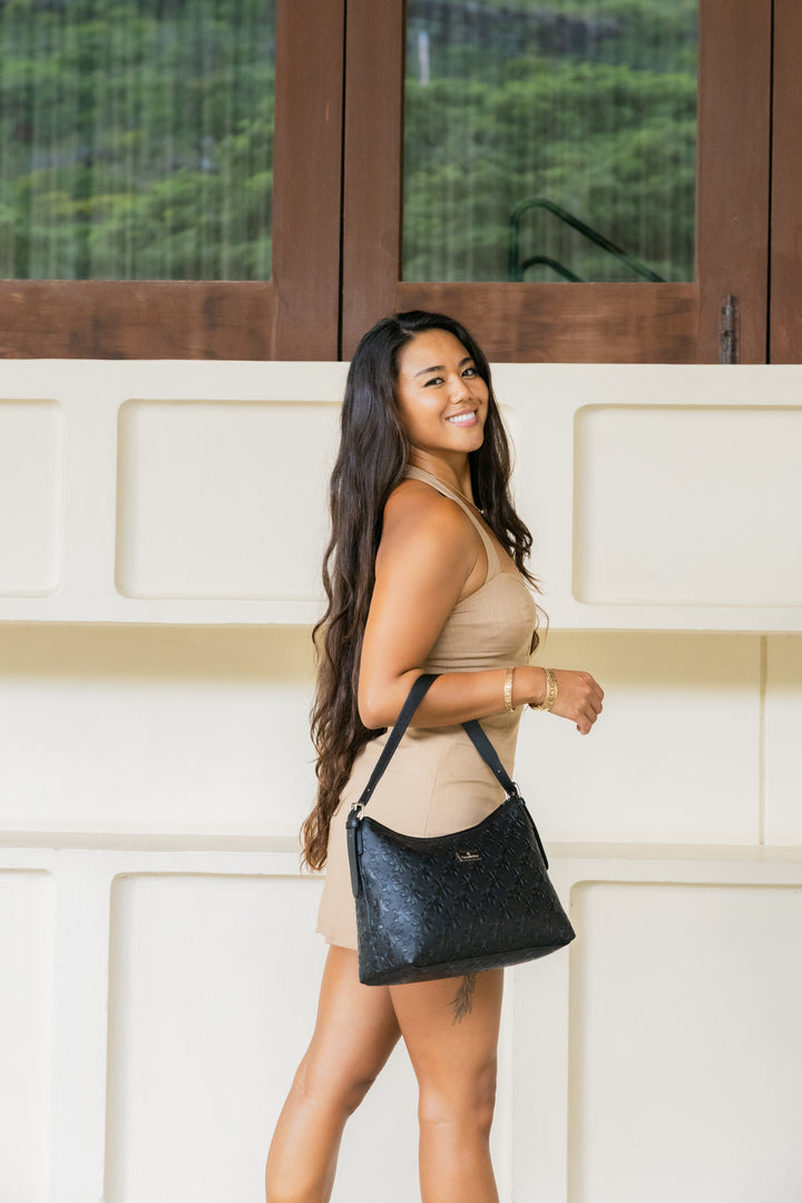 Shoulder Bag Edith Tiare Embossed Black