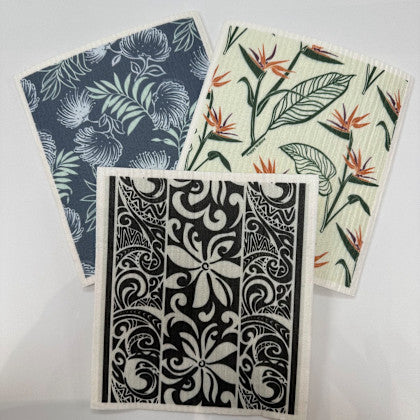 Swedish Dish Cloth Tapa Tiare Bird of Paradise Lehua