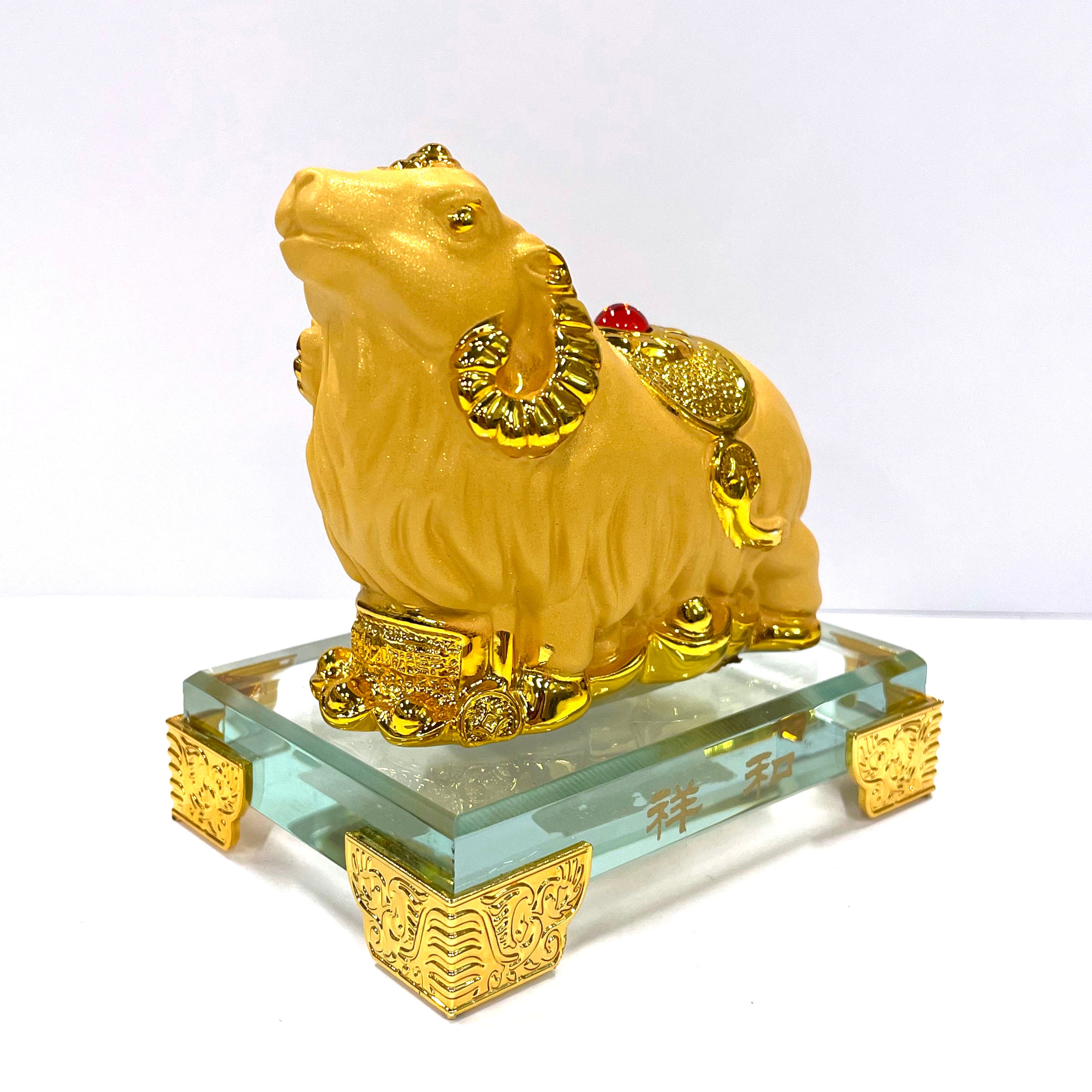 新品未開封 BELL'S YEAR OF THE SHEEP 12 years 2026 Chinese Zodiac Sheep Year Golden Resin Collectible Figurines