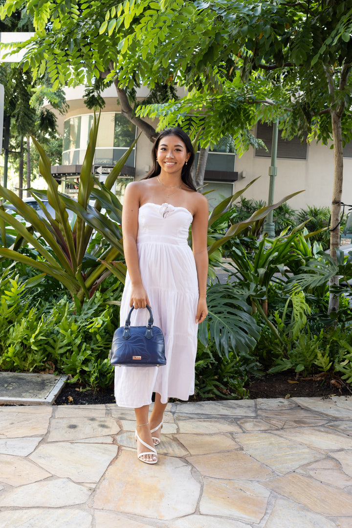 Satchel Lora Kalo Embossed Navy