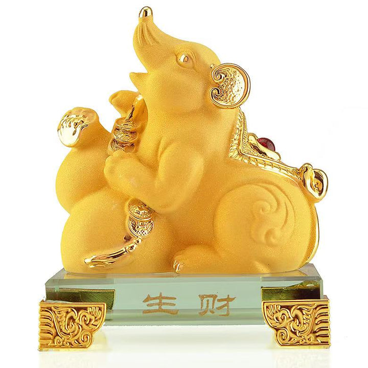 2025 Chinese Zodiac Rat Year Golden Resin Collectible Figurines Table Decor Statue Small