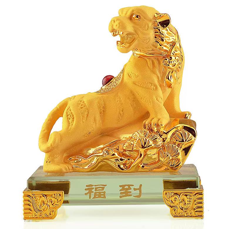 2026 Chinese Zodiac Tiger Year Golden Resin Collectible Figurines
