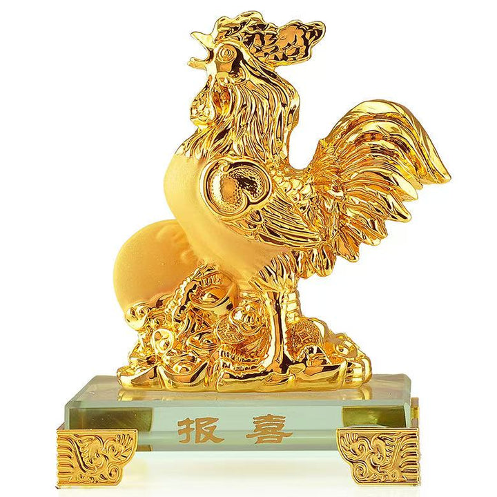 2026 Chinese Zodiac Rooster Year Golden Resin Collectible Figurines Table Decor Statue Small