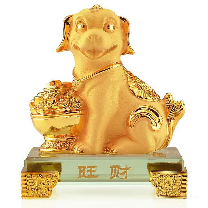 2026 Chinese Zodiac Dog Year Golden Resin Collectible Figurines Table Decor Statue Small