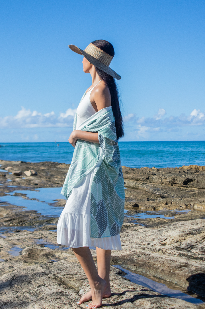 Coverup Nikki Belt Palm Leave Stripes Green