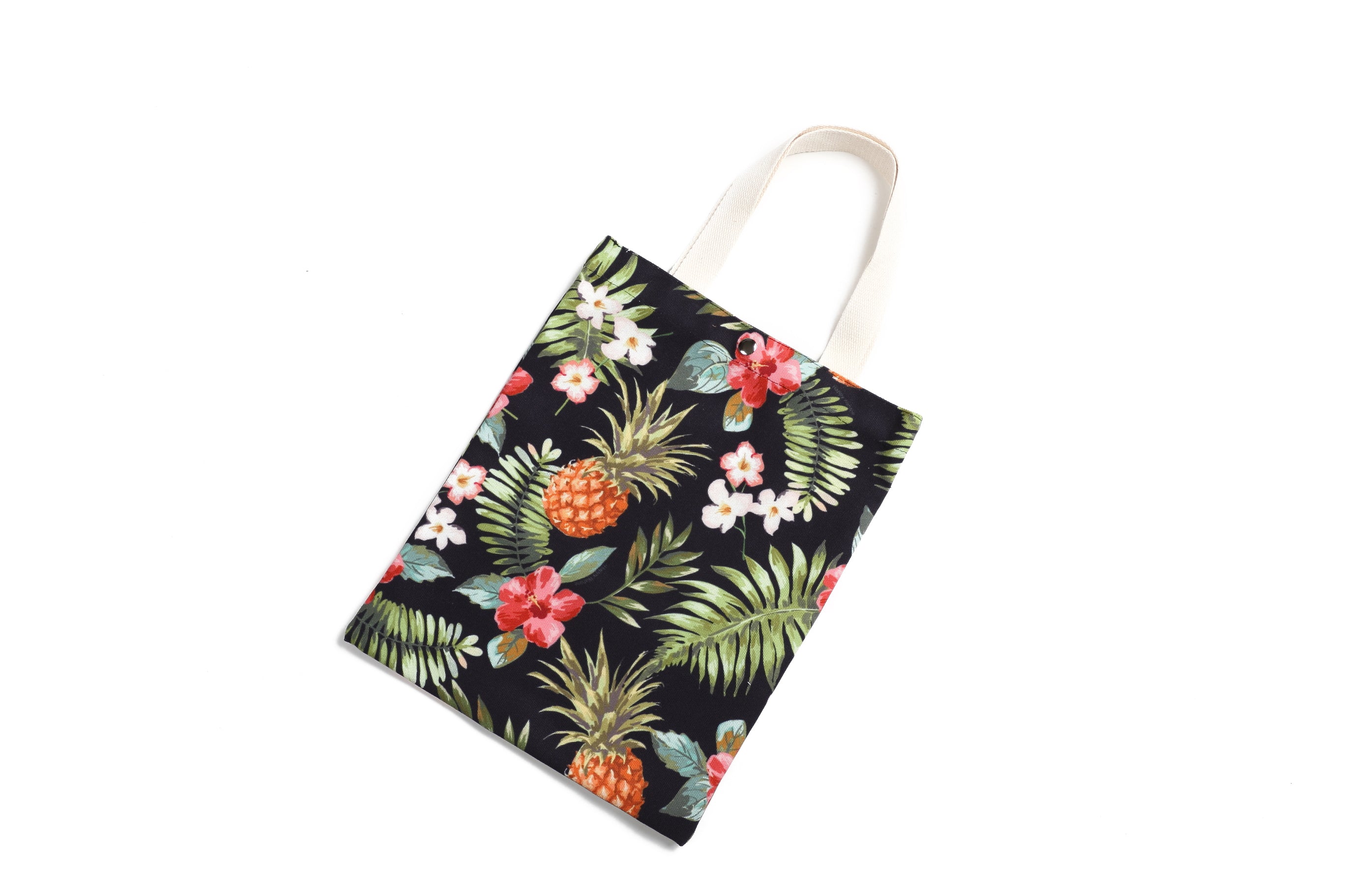 Cotton Tote Small Everyday Hawaii Pineapple Black