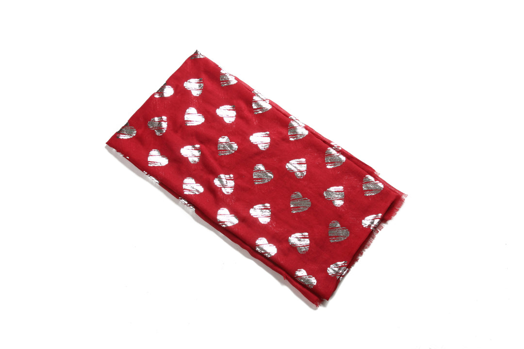 Scarf Danielle Rose Silver Heart Red