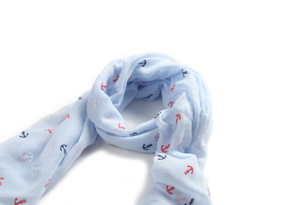 Scarf Danielle Textured Anchor Blue