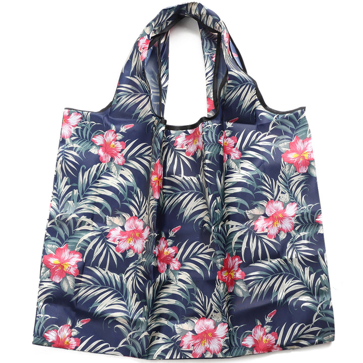 Foldable Bag Jackie Monstera Hibiscus Navy