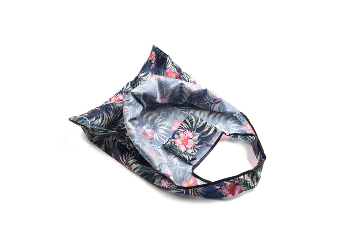 Foldable Bag Jackie Monstera Hibiscus Navy