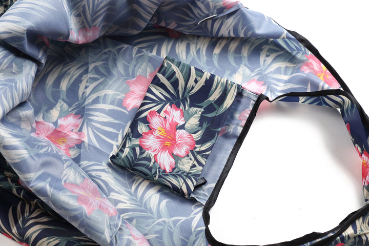 Foldable Bag Jackie Monstera Hibiscus Navy