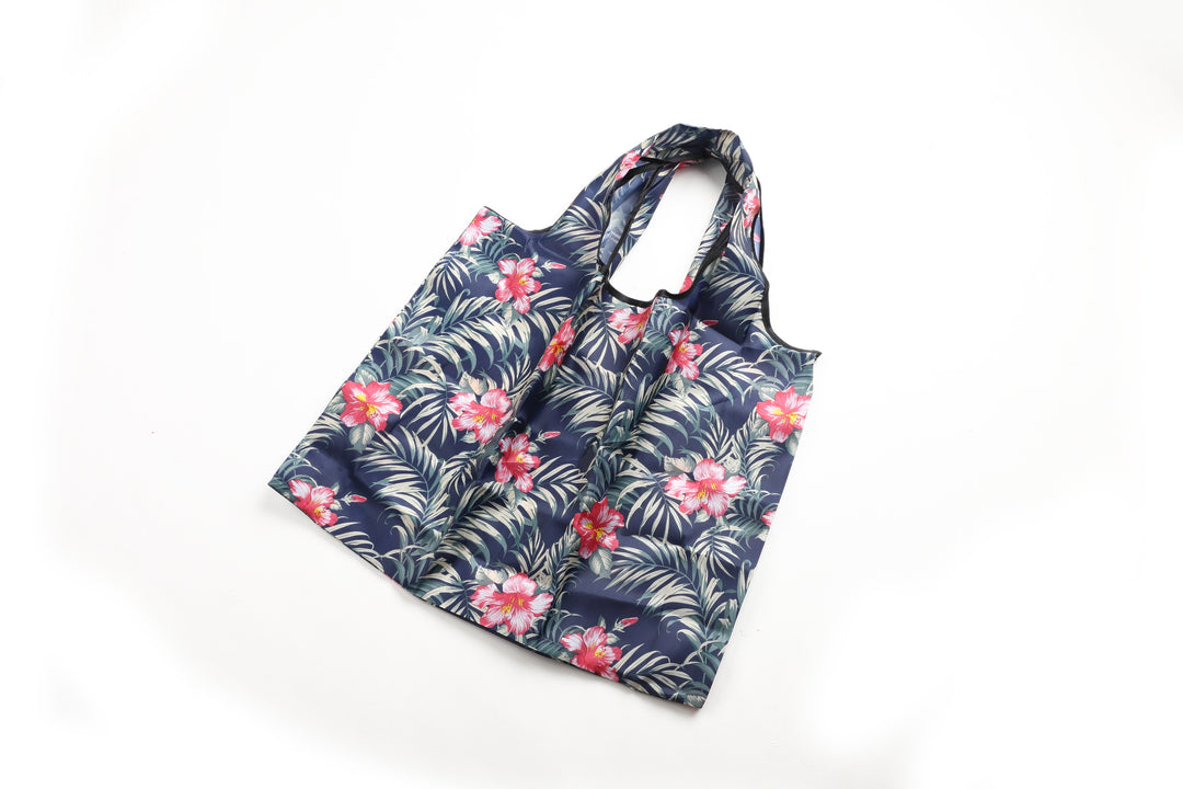 Foldable Bag Jackie Monstera Hibiscus Navy