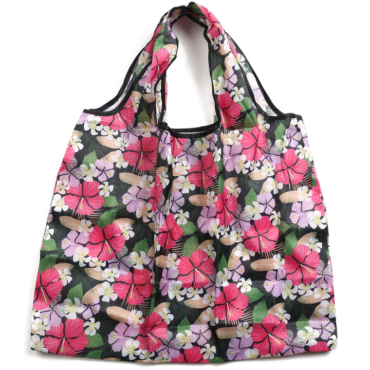 Foldable Bag Jackie Hibiscus Black