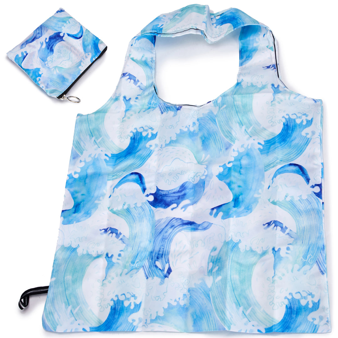 Foldable Bag Jake Watercolor Waves Blue