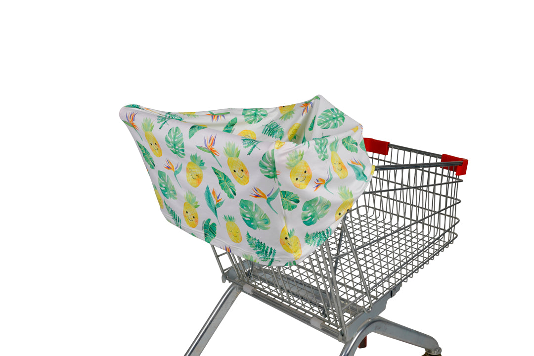 Baby Nursing Carseat Cover Pineapple Monstera White