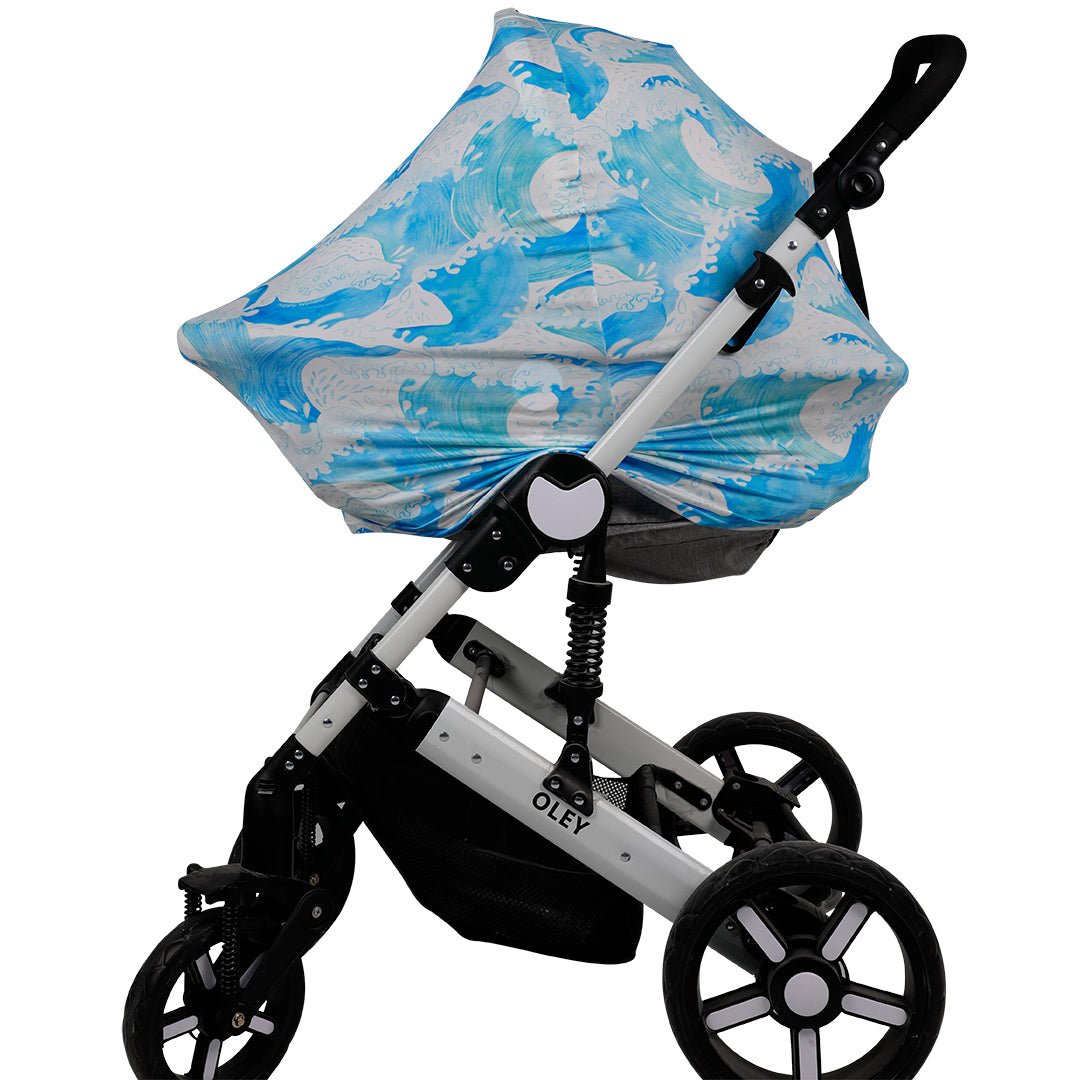 Baby Nursing Carseat Cover Waves Blue