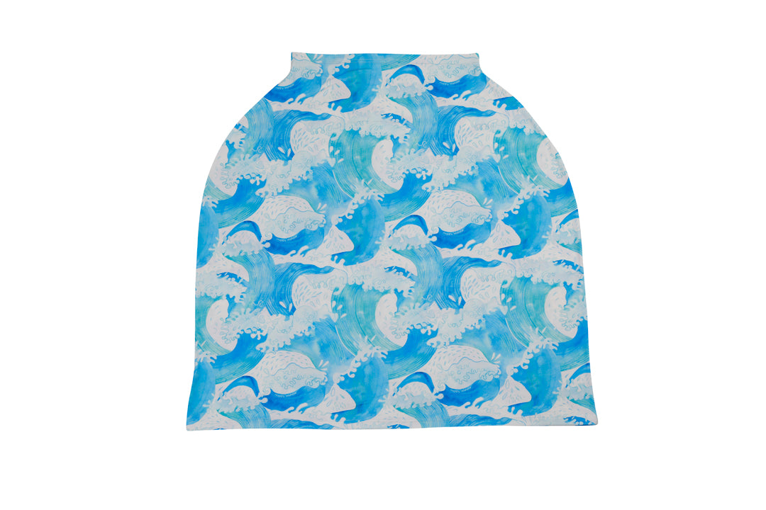 Baby Nursing Carseat Cover Waves Blue