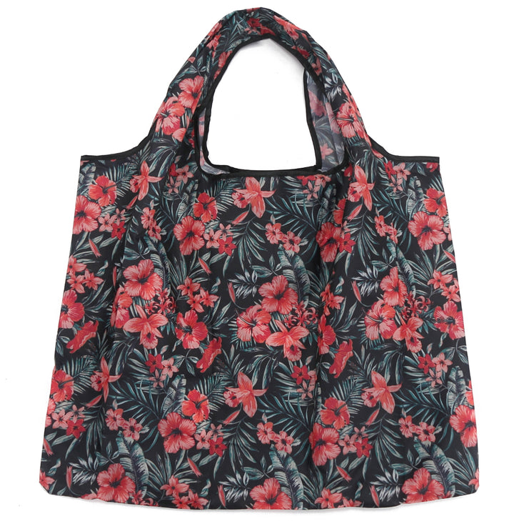 Foldable Jackie Bag Hibiscus Red Grey