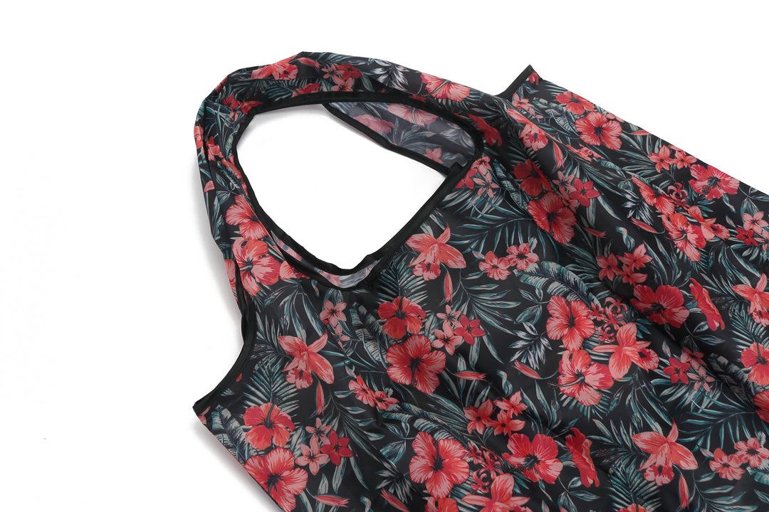 Foldable Jackie Bag Hibiscus Red Grey
