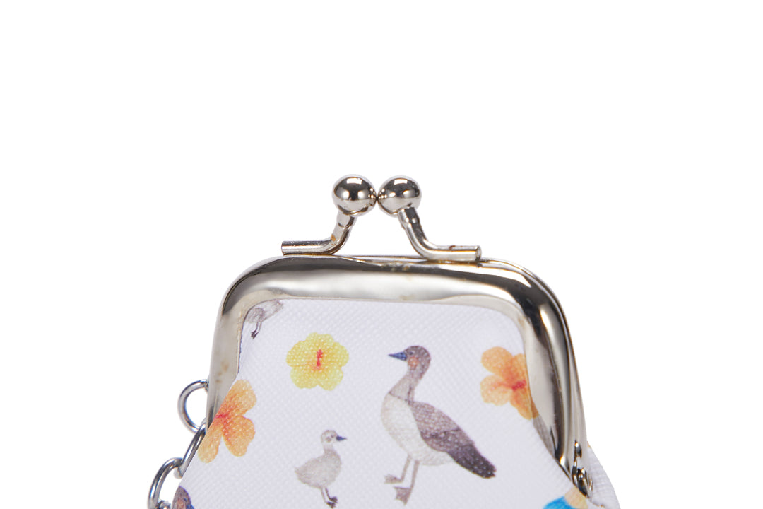 Pouch Coin Small Humu Nene Hibiscus White
