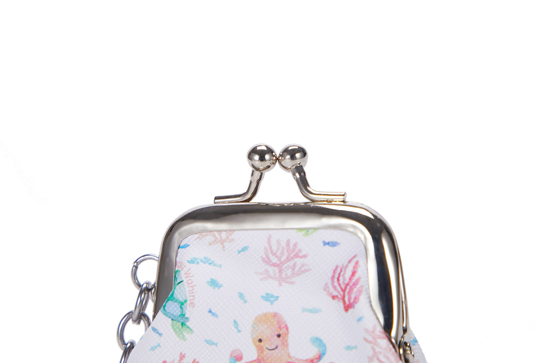 Coin Pouch Small Turtle Octopus White