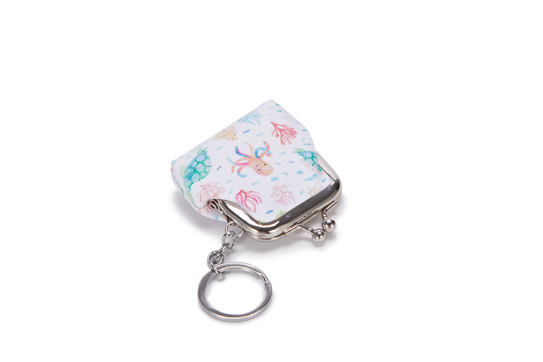Coin Pouch Small Turtle Octopus White