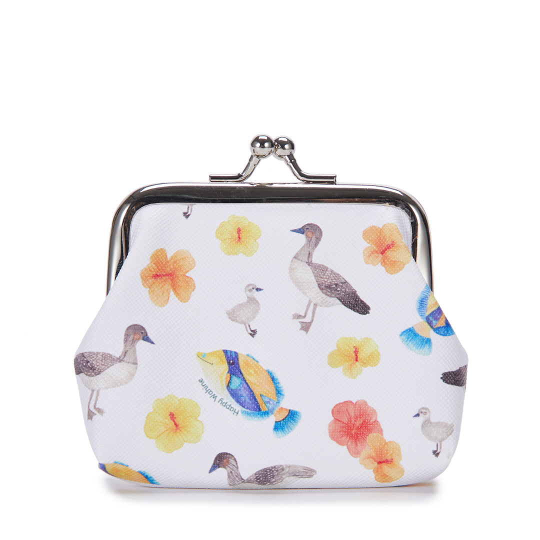 Coin Pouch Large Humu Nene Hibiscus White