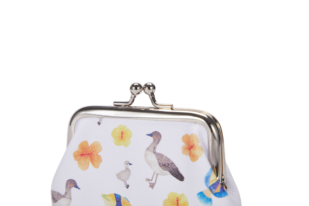 Coin Pouch Large Humu Nene Hibiscus White