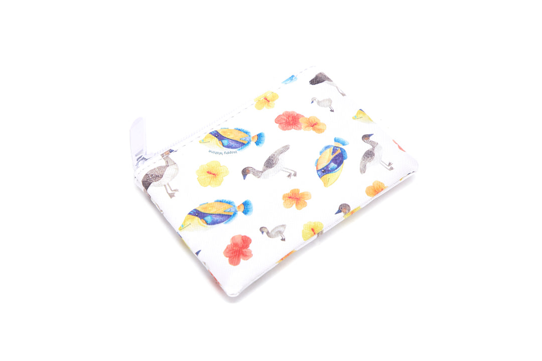 Pouch Zip Small Humu Nene Hibiscus White