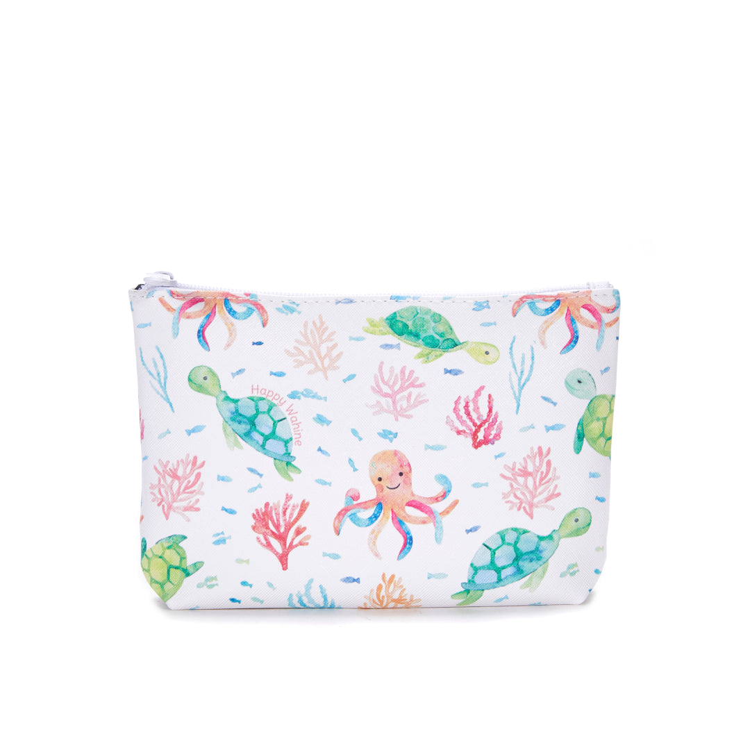 Pouch Gusset Small Turtle Octopus White