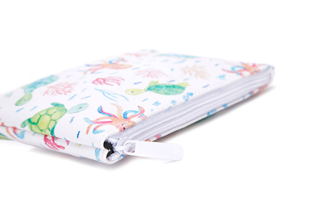 Pouch Gusset Small Turtle Octopus White