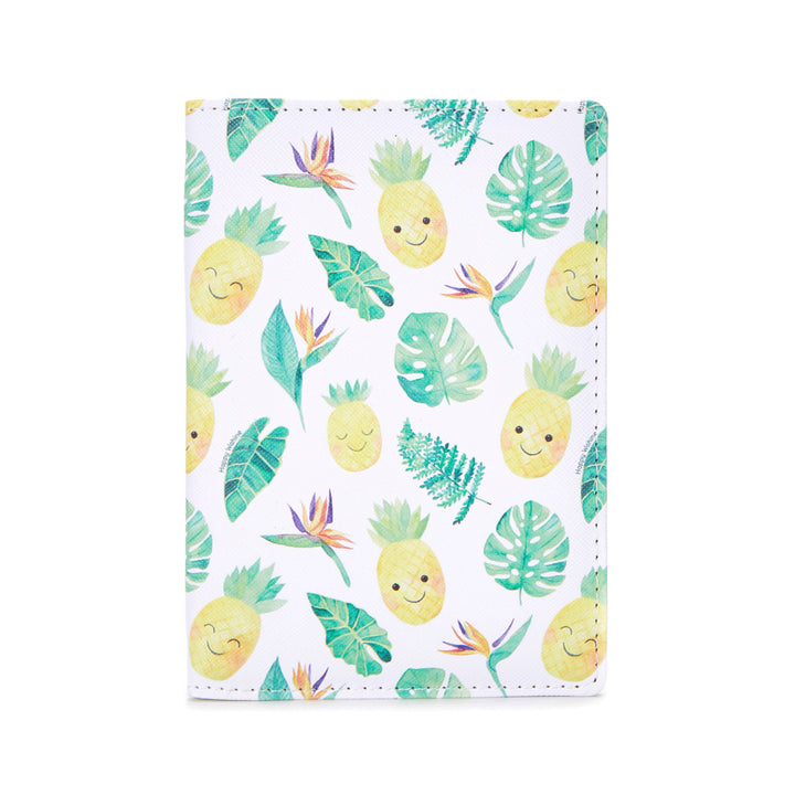 Passport Case Pineapple Monstera White