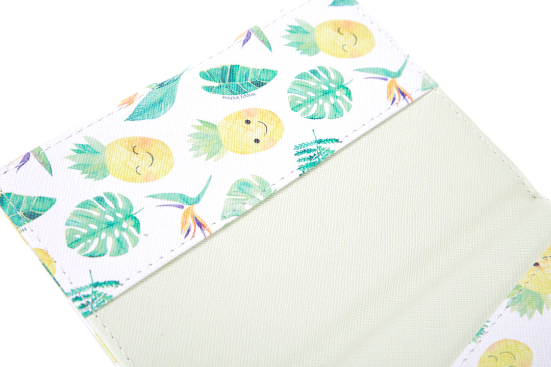 Passport Case Pineapple Monstera White