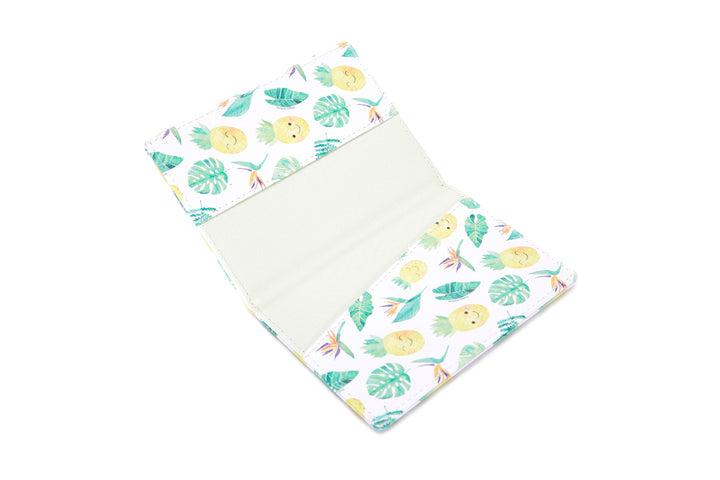 Passport Case Pineapple Monstera White