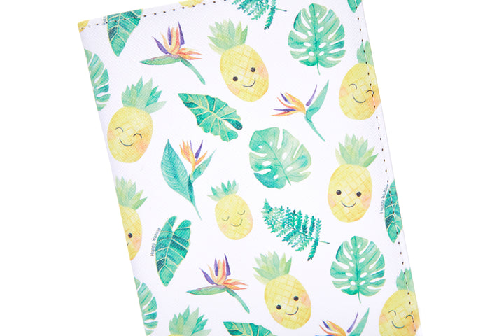 Passport Case Pineapple Monstera White