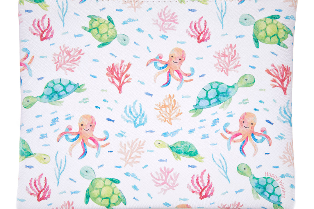 Pouch Zip Medium Turtle Octopus White