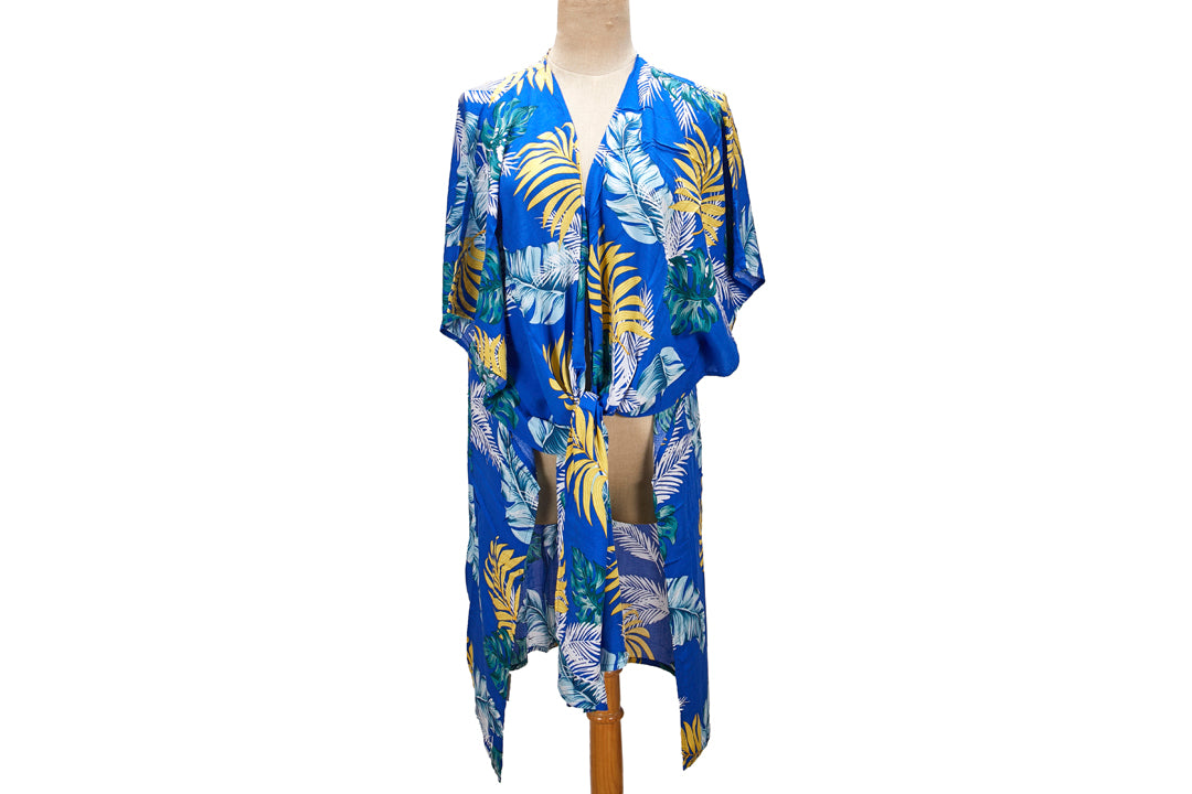 Coverup Nikki Palm Leaf Yellow Blue
