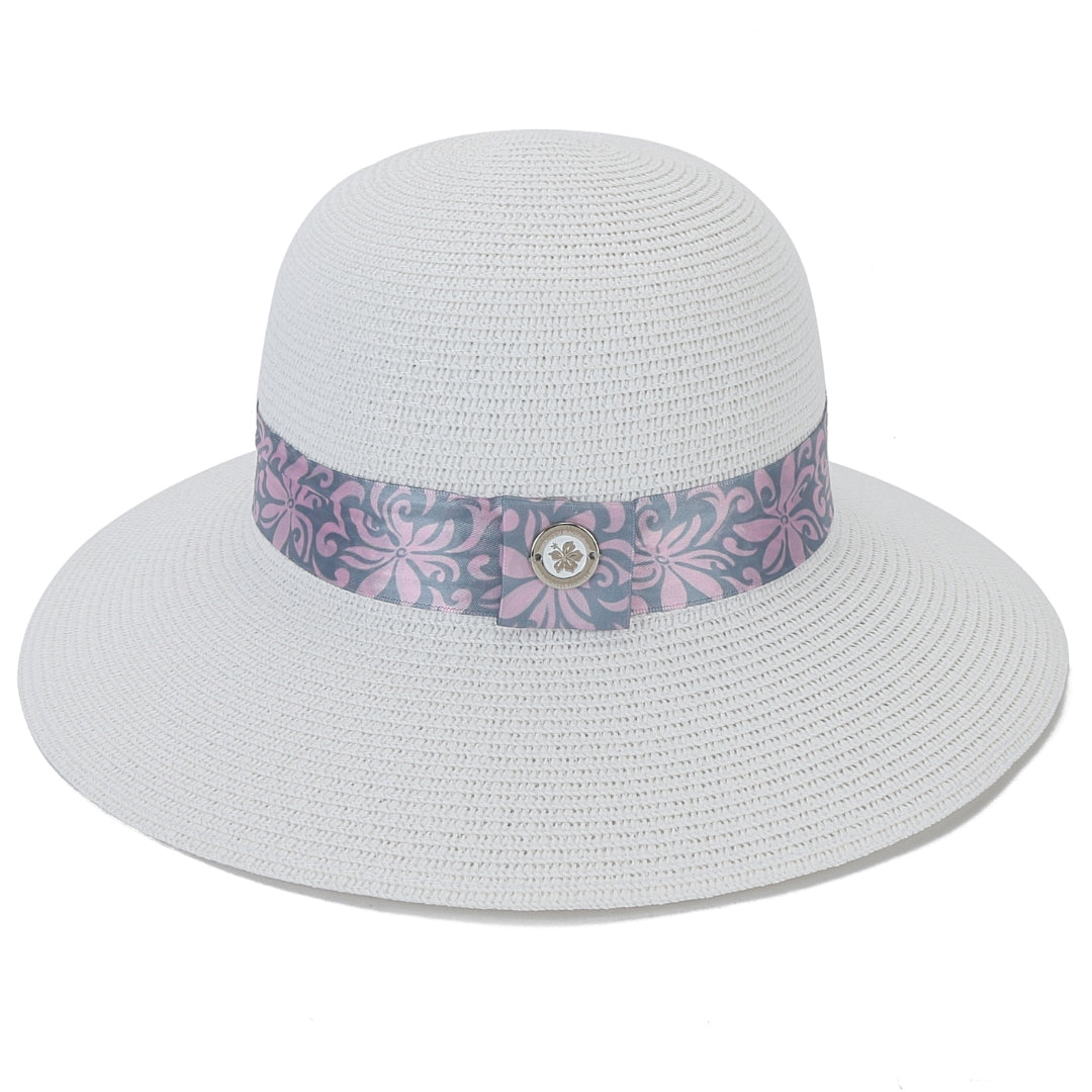 Hat Orchid White Tapa Tiare Pink Grey